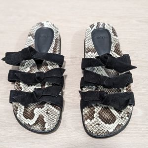 Alexandre Birman Lolita Sandal Snakeskin Black Suede Flat NEW $495 Size 36